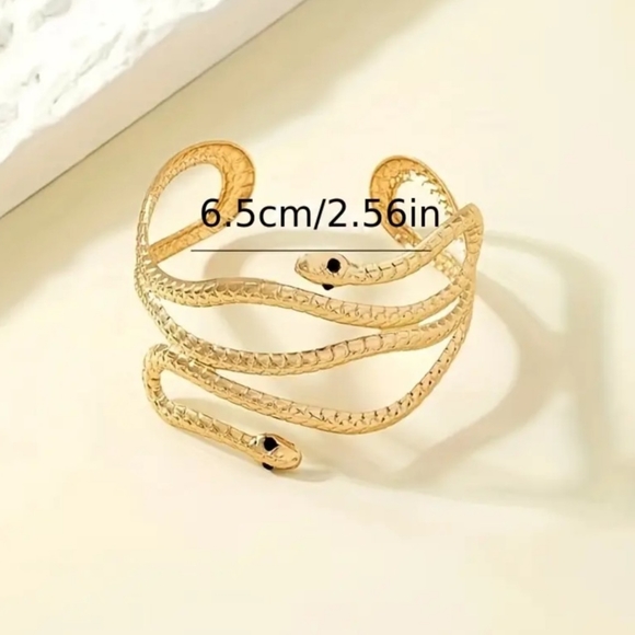 NEW Snake with Black Eyes Design Adjustable Arm Cuff/Bracelet - Picture 8 of 9